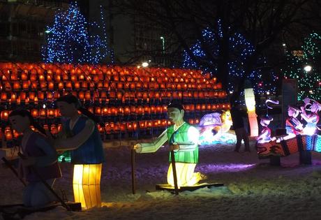 Child-dolls ride wooden sleds - Winterlude - Ottawa