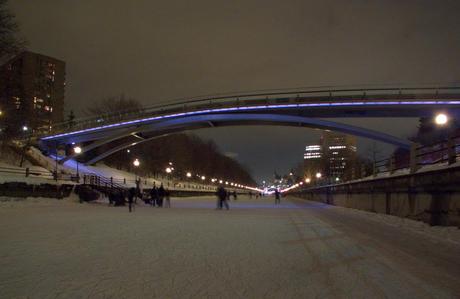 Winterlude - skating at night on the frozen Rideau Canal