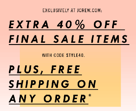 J. Crew: 40% off Final Sale Promo Code covet her closet blog fashion celebrity hot to tutorial deal free ship save sale trends 2013