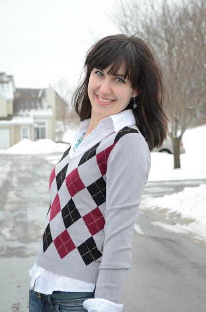 diamond sweater and button down