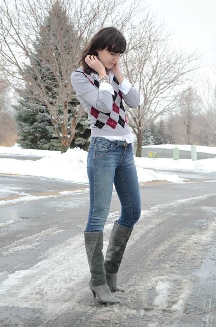 diamond sweater and button down