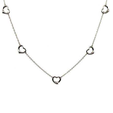 Tiffany and Co paloma picasso open hearts necklace, Elsa Peretti Sterling Silver Open Heart Necklace, pre owned open heart tiffany