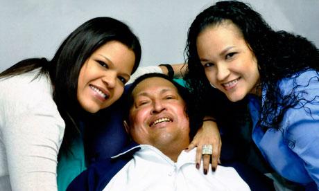 Hugo Chavez with his daughters