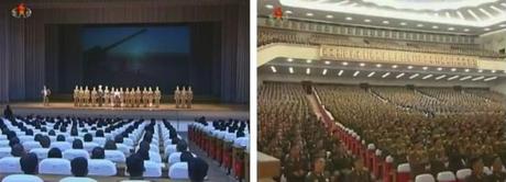 30 October 2012 meeting of war veterans and the leading officials of Kim Il Sung Youth League chapters of the Korean People's Army, an event at which Gen. Kwon Sang Ho spoke of his experience during the Korean War.  Gen. Kwon passed away in February 2013 (Photos: KCTV screengrabs)