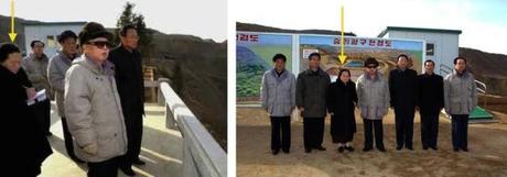 Kim Rak Hui (annotated) accompanied Kim Jong Il on his guidance tours of the Jaeryong (Chaeryo'ng) Mine in South Hwanghae Province in March 2009 (Photos: KCNA)