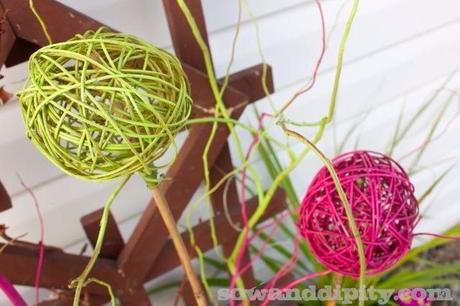 Wicker Balls in the garden