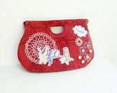 Tweet Bird Bag - Vintage Embroidery, Vintage doilies, Buttons - StarBags Tweet Bird Bag - Vintage Embroidery, Vintage doilies, Buttons - StarBags