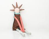 spikes doll - Flowery Pale mint blue,Peach, turquoise,pink and punctuated brown funky handmade doll With cool Haircut - TIMOHANDMADE spikes doll - Flowery Pale mint blue,Peach, turquoise,pink and punctuated brown funky handmade doll With cool Haircut - TIMOHANDMADE