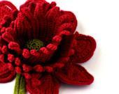 Crochet Brooch Fiber Brooch Red Rose Irish Lace - Nothingbutstring Crochet Brooch Fiber Brooch Red Rose Irish Lace - Nothingbutstring