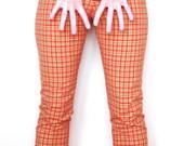 Vintage Checked Pants, Punk Style, Orange Green Red, Late 80's - Retransmission Vintage Checked Pants, Punk Style, Orange Green Red, Late 80's - Retransmission