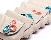 Bridesmaid Clutches - Set of 7 Dusty Blue, Peach and Coral Bridesmaid Clutches - louloubell Bridesmaid Clutches - Set of 7 Dusty Blue, Peach and Coral Bridesmaid Clutches - louloubell