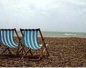 Sea side photograph, beach, landscape photograph, blue and brown, stony beach, beach chairs, 12x8, Giclee print- titled: Brighton - OverTheRainbowPrints Sea side photograph, beach, landscape photograph, blue and brown, stony beach, beach chairs, 12x8, Giclee print- titled: Brighton - OverTheRainbowPrints