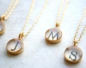 gold monogram necklace set for bridesmaids--with 10% bridal discount. - foundling gold monogram necklace set for bridesmaids--with 10% bridal discount. - foundling