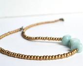 Tribal Beaded Necklace. Blue Gold Black Jewelry. Chunky Aqua Jade Blue Stone Necklace. Seed Beaded Necklace - LOVEnLAVISH Tribal Beaded Necklace. Blue Gold Black Jewelry. Chunky Aqua Jade Blue Stone Necklace. Seed Beaded Necklace - LOVEnLAVISH