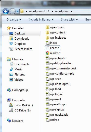 Wordpress files