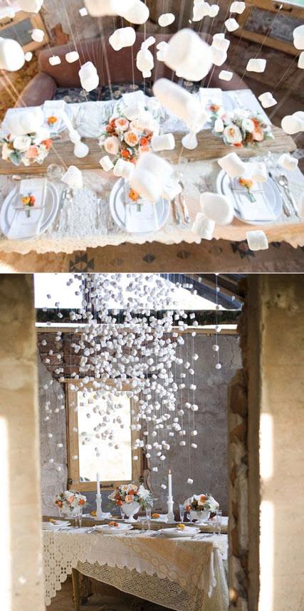 marshmallow-garland, marshmallow wedding ideas, marshmallow wedding