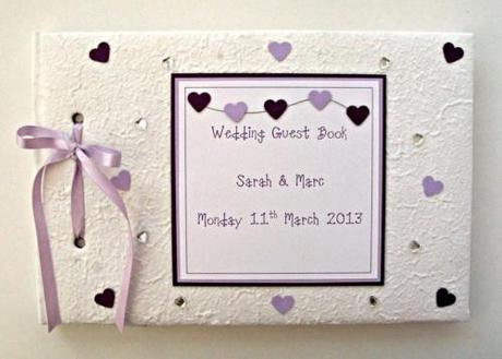 purple lilac wedding guest book