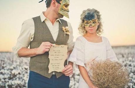 hipster shabby chic masquerade bride and groom costumes 