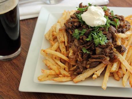 Duck Fat Fries smothered in Beef, Onion, Beer Gravy - a Meat and Potatoes Creative Cooking Crew Challenge