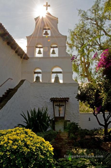 Mission San Diego de Alcalá Garden, California, Church, Sun flare