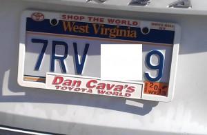 West Virginia license plate