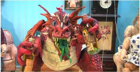 Paper Mache Dragon Marionette- Finished