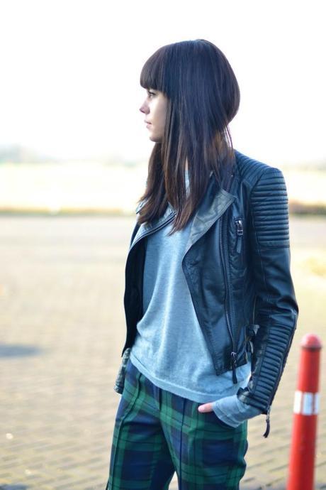 outfit humanoid cashmere sweater leather jacket