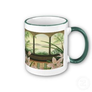 Tropical Paradise Mug in Hunter Green mug
