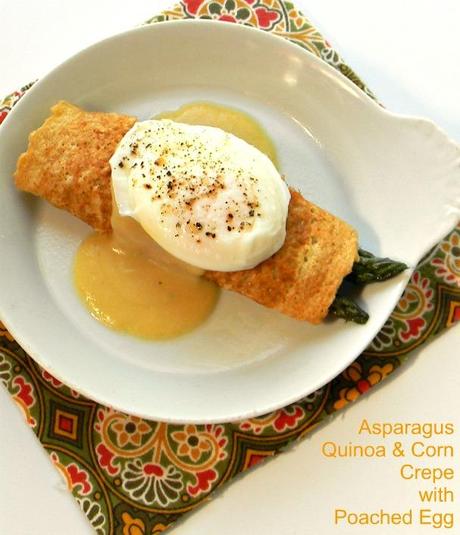 Asparagus, Quinoa & Corn Crepes with Poached Eggs
