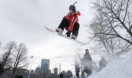 Snow Boarding Boston Common 2