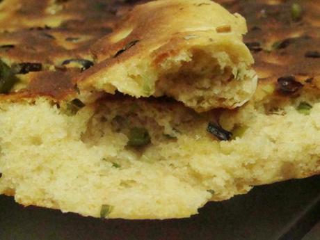 Whole Wheat Foccacia with Olives and Jalapenos and Basil and Happy Tummies