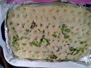 Whole Wheat Foccacia with Olives and Jalapenos and Basil and Happy Tummies