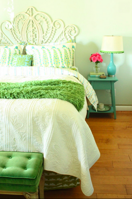 Mint green bedding