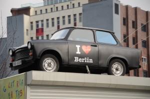 One of the many Trabi Safari cars available for touring the city