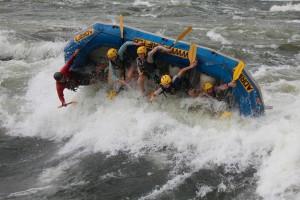 Jinja Uganda White water rafting on the Nile - ‘Here we go again’ – tipping thanks to the ‘Nile Special’