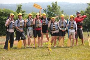 Nile river white water rafting Uganda - The team from Left to Right: Hayden, Neil, Bernie, Lisa, Erin, Lynda, Ellen, Kelly, Josh (Guide)