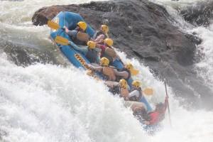 Grade 5 waterfall on the Nile river in Uganda ‘Bums-first’ – reverse entry into ‘Overtime’