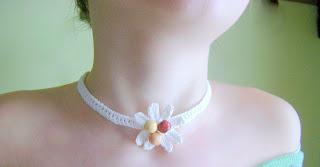 NEW ITEM!!!! Handmade Crochet Thread White Choker with Be...