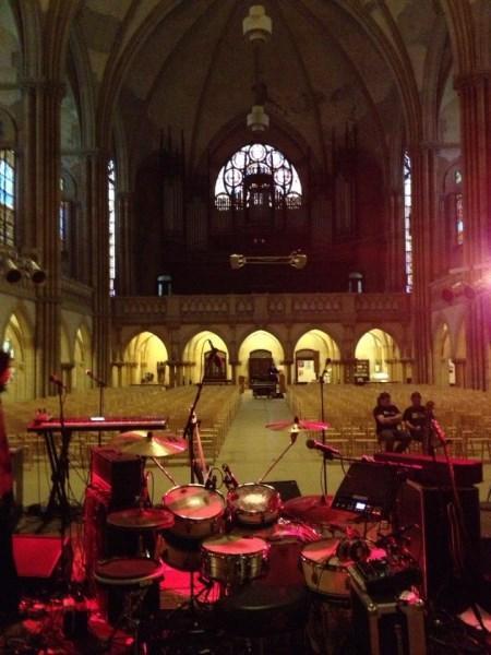 John Cale set-up @ Peterskirche, Leipzig, Germany 2013/02/25