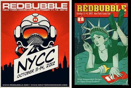 first prize and second prize winners in RedBubble poster design contest for 2012 New York Comic Con comics and pop culture convention