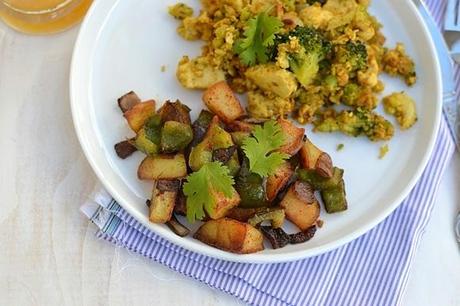 Vegan Breakfast - Tofu Broccoli Scramble & Home Fries