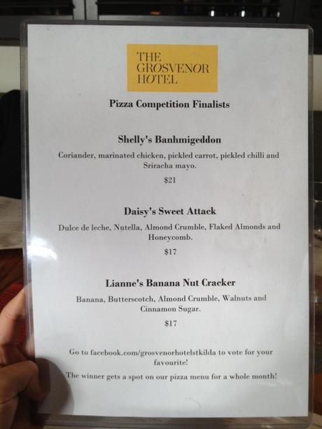 Specials menu at Grosvenor Hotel