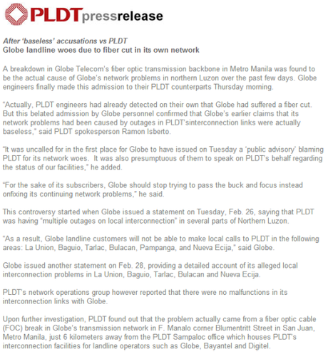 PLDT PRESS RELEASE