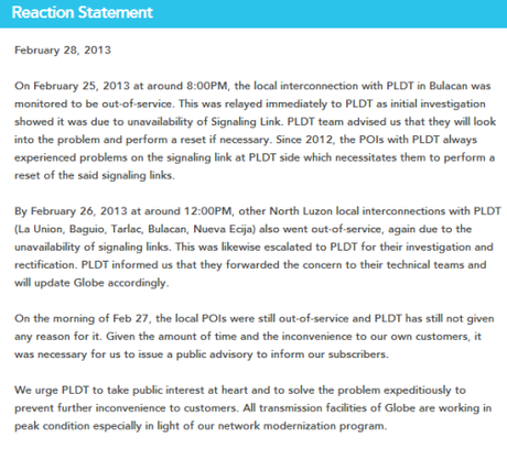 Globe reaction statement