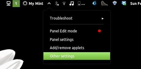 panel settings in linux mint