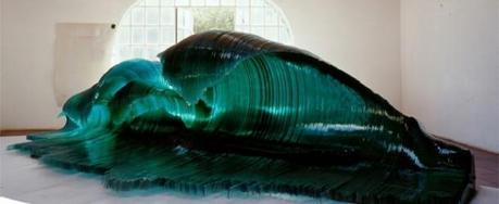 Glass and wood ocean waves by Mario Ceroli