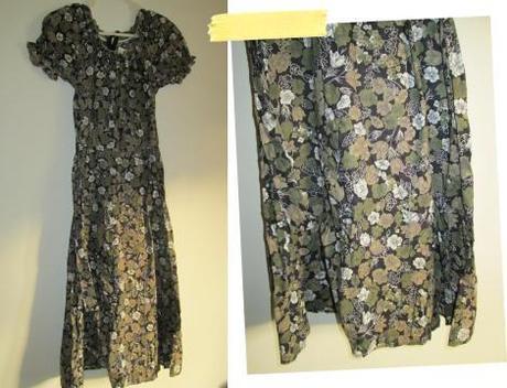 simplicity skirt pattern using charity shop dress fabric sewing construction green floral