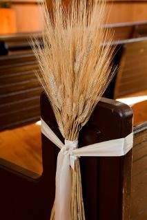 wheat as marker on church aisle