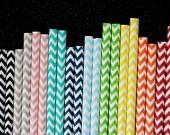 50 Assorted Chevron Zig Zag Paper Straws and PDF Printable Party Flags - CupcakeSocial