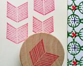 geometric hand carved stamp - handmade chevron rubber stamp - mounted - no2 - talktothesun
